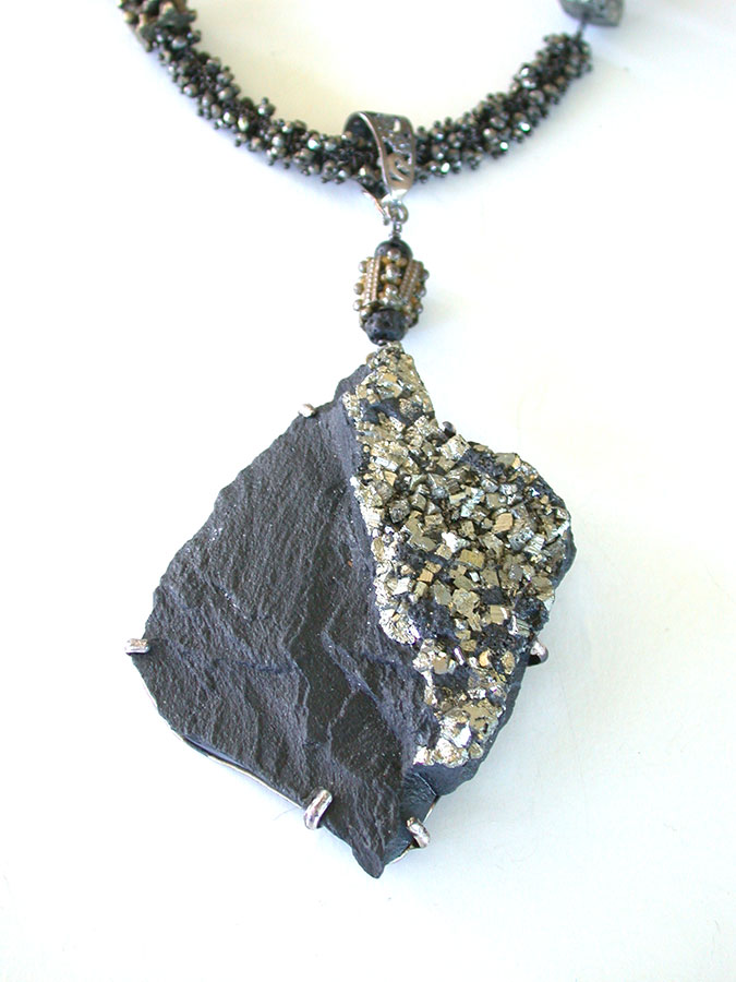 Amy Kahn Russell Online Trunk Show: Slate Pyrite, Pyrite & Lava Stone Necklace | Rendezvous Gallery