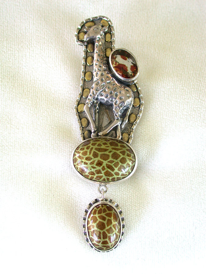 Amy Kahn Russell Online Trunk Show: Sterling Silver, Enameled Quartz & Enameled Agate Pin/Pendant | Rendezvous Gallery