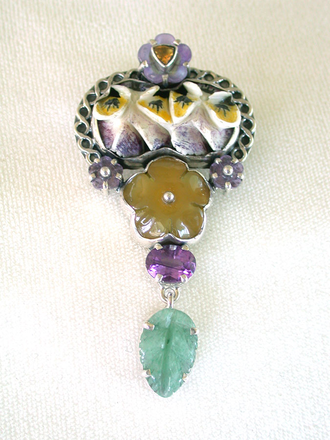 Amy Kahn Russell Online Trunk Show: Carved Bone, Amethyst, Citrine & Jade Pin/Pendant | Rendezvous Gallery