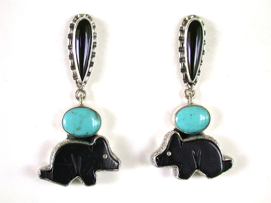 Amy Kahn Russell Online Trunk Show: Onyx & Turquoise Post Earrings | Rendezvous Gallery
