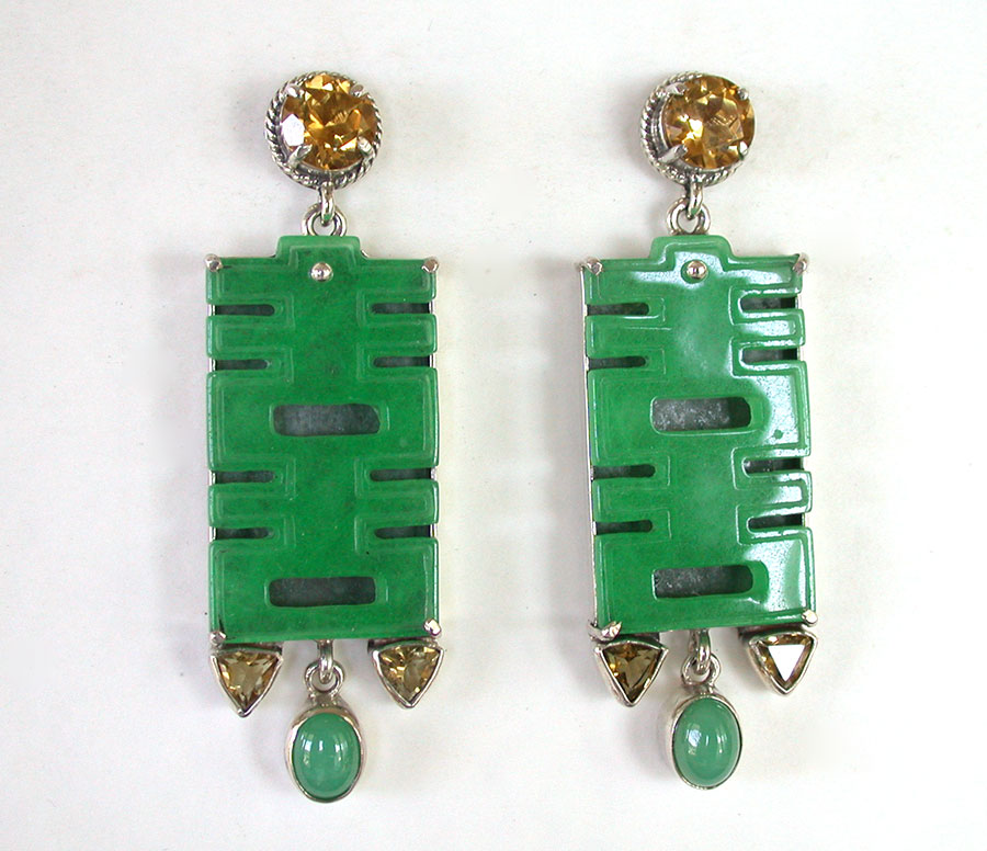 Amy Kahn Russell Online Trunk Show: Citrine, Carved Green Agate & Chrysoprase Post Earrings | Rendezvous Gallery