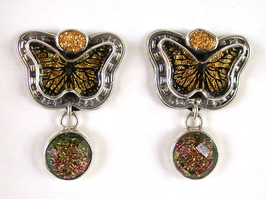 Amy Kahn Russell Online Trunk Show: Drusy & Dichroic Glass Clip Earrings | Rendezvous Gallery
