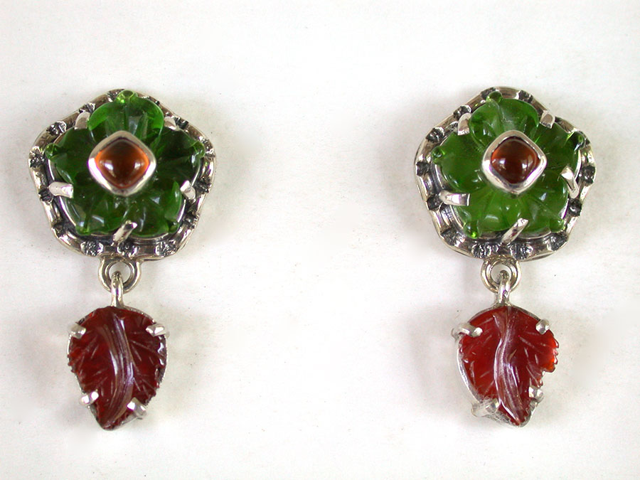 Amy Kahn Russell Online Trunk Show: Carved Glass, Hessonite & Agate Post Earrings | Rendezvous Gallery