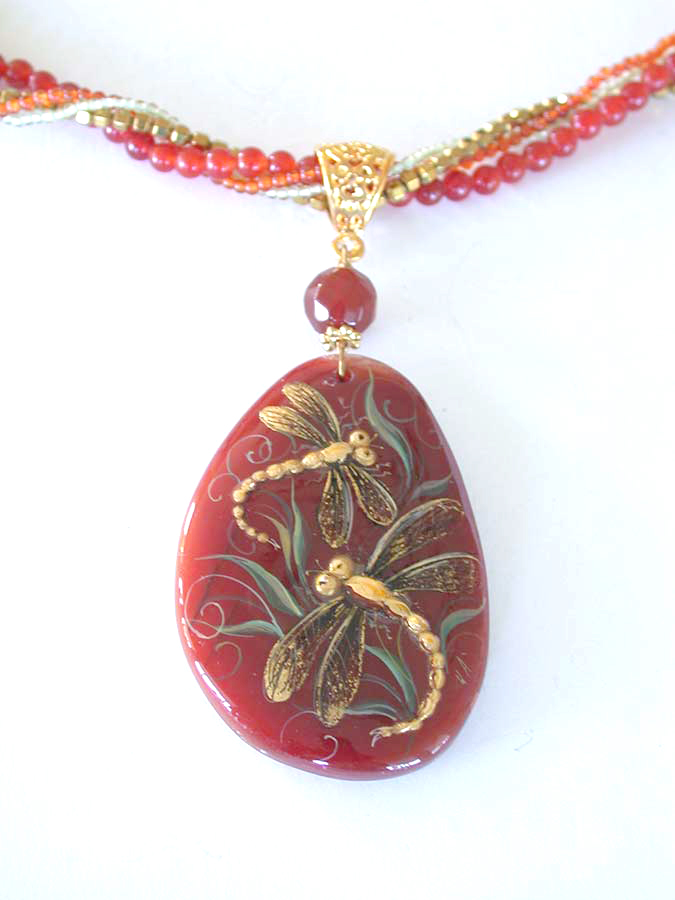 Amy Kahn Russell Online Trunk Show: Hand Painted Agate, Carnelian & Aventurine Necklace | Rendezvous Gallery
