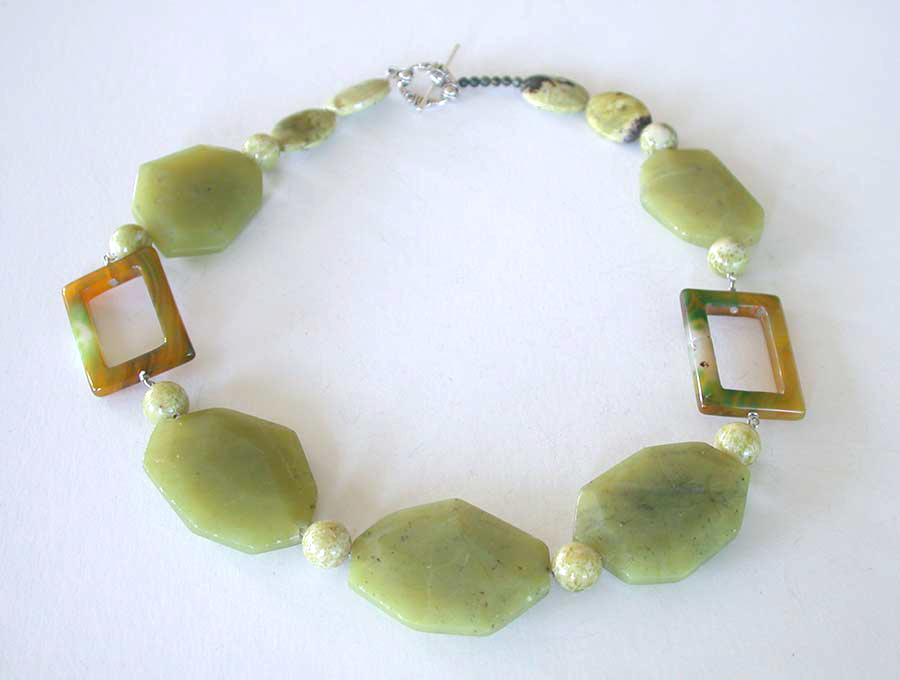 Amy Kahn Russell Online Trunk Show: Green Serpentine & Agate Necklace | Rendezvous Gallery