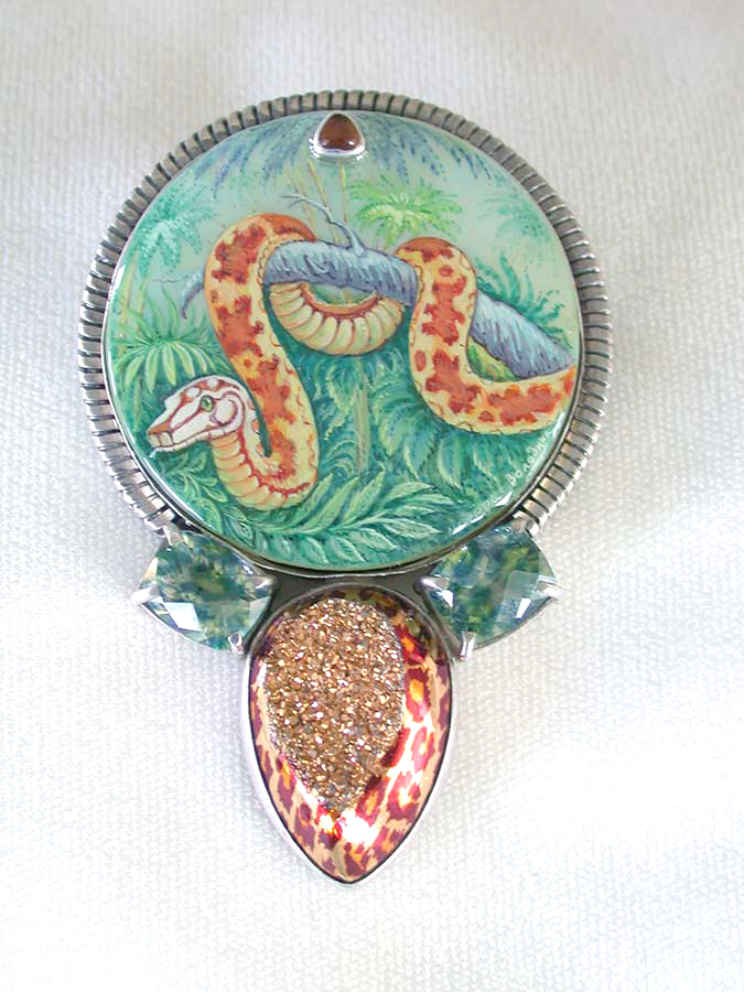 Amy Kahn Russell Online Trunk Show: Hand Painted Russian Miniature, Quartz & Drusy Pin/Pendant | Rendezvous Gallery