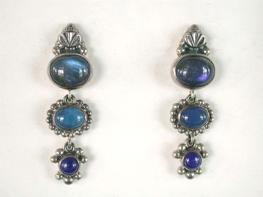 Amy Kahn Russell Online Trunk Show: Labradorite, Blue Onyx & Lapis Post Earrings | Rendezvous Gallery