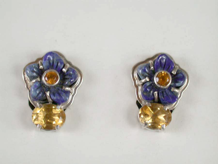 Amy Kahn Russell Online Trunk Show: Lapis Lazuli & Citrine Clip Earrings | Rendezvous Gallery
