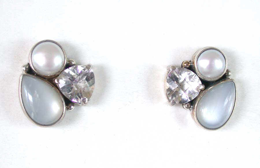 Amy Kahn Russell Online Trunk Show: Freshwater Pearl, Moonstone & Crystal Post Earrings | Rendezvous Gallery