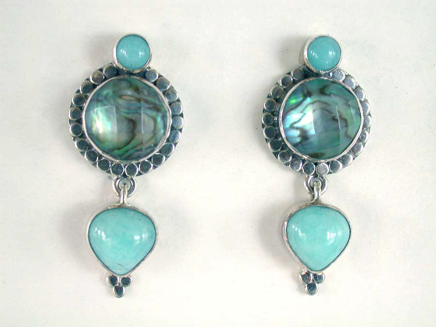 Amy Kahn Russell Online Trunk Show: Amazonite & Abalone Clip Earrings | Rendezvous Gallery