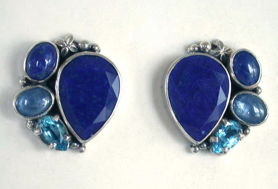Amy Kahn Russell Online Trunk Show: Lapis Lazuli, Kyanite & Blue Topaz Clip Earrings | Rendezvous Gallery