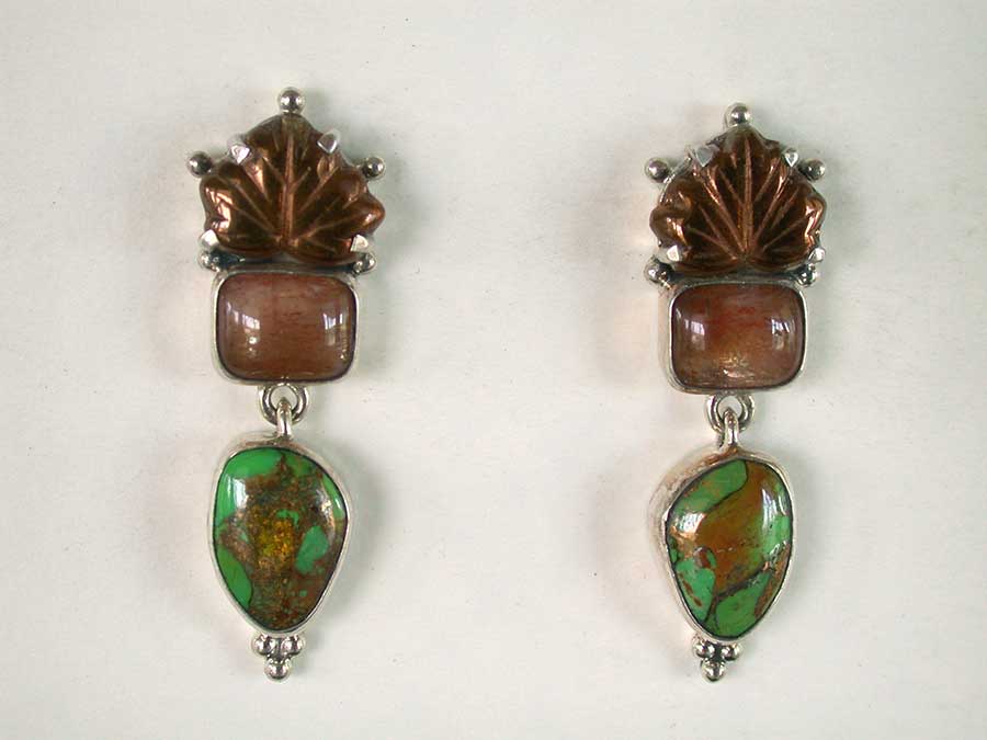 Amy Kahn Russell Online Trunk Show: Carved Glass, Sunstone & Turquoise Post Earrings | Rendezvous Gallery