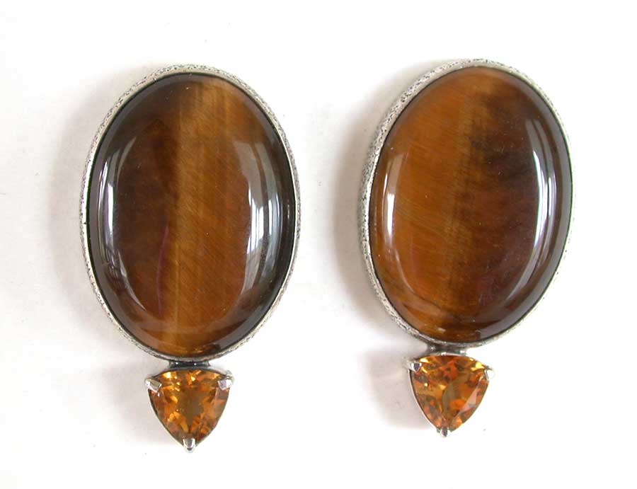 Amy Kahn Russell Online Trunk Show: Tiger's Eye & Citrine Clip Earrings | Rendezvous Gallery