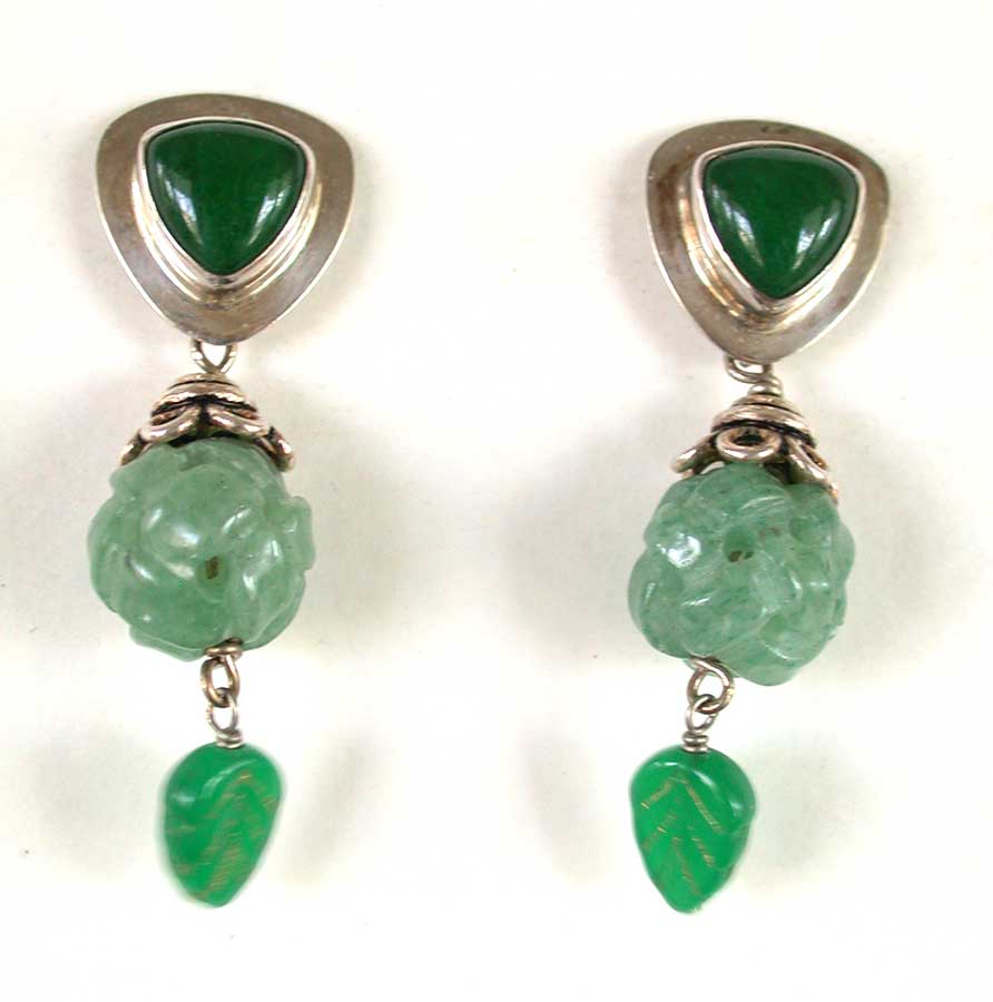Amy Kahn Russell Online Trunk Show: Green Onyx & Jade Post Earrings | Rendezvous Gallery