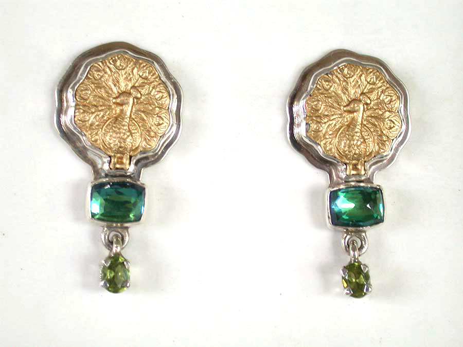 Amy Kahn Russell Online Trunk Show: Decorative Brass, Quartz & Peridot Post Earrings | Rendezvous Gallery
