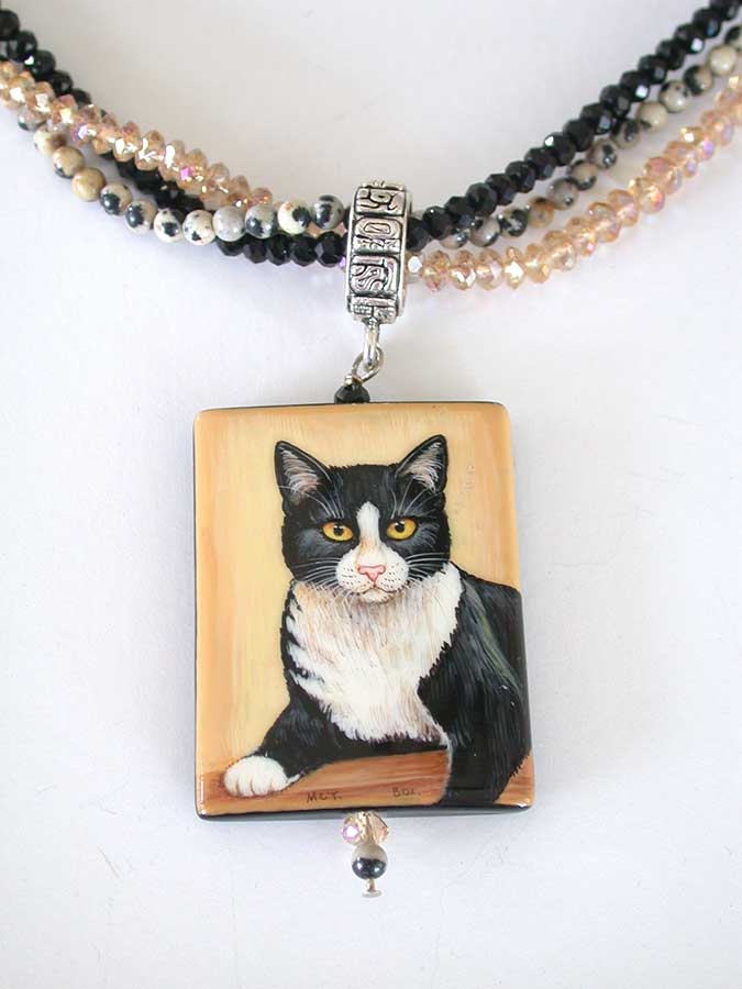 Amy Kahn Russell Online Trunk Show: Painted Cat, Dalmation Jasper, Black Onyx & Crystal Necklace | Rendezvous Gallery