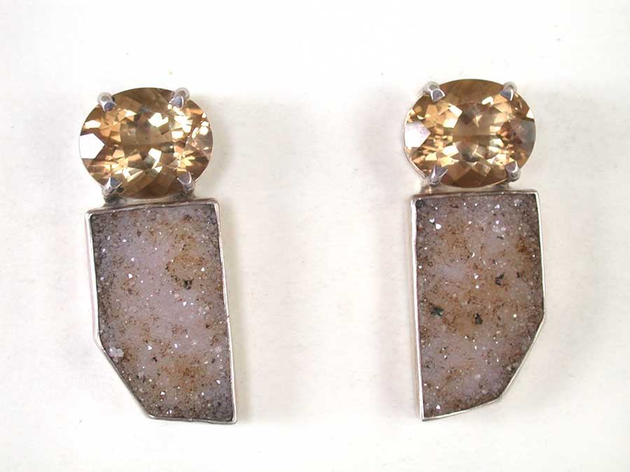 Amy Kahn Russell Online Trunk Show: Faceted Topaz & Drusy Clip Earrings | Rendezvous Gallery