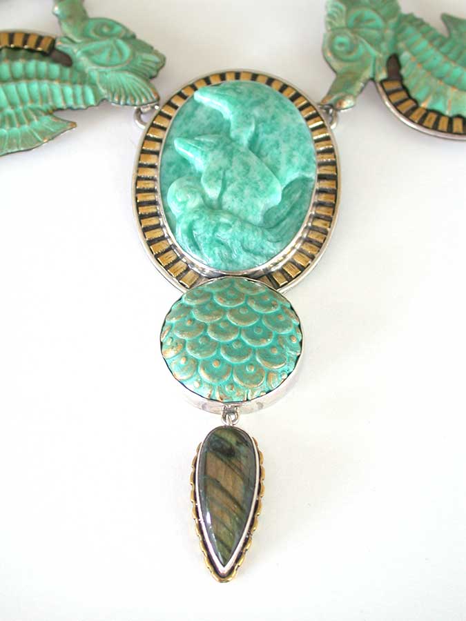 Amy Kahn Russell Online Trunk Show: Brass, Labradorite & Amazonite Necklace | Rendezvous Gallery