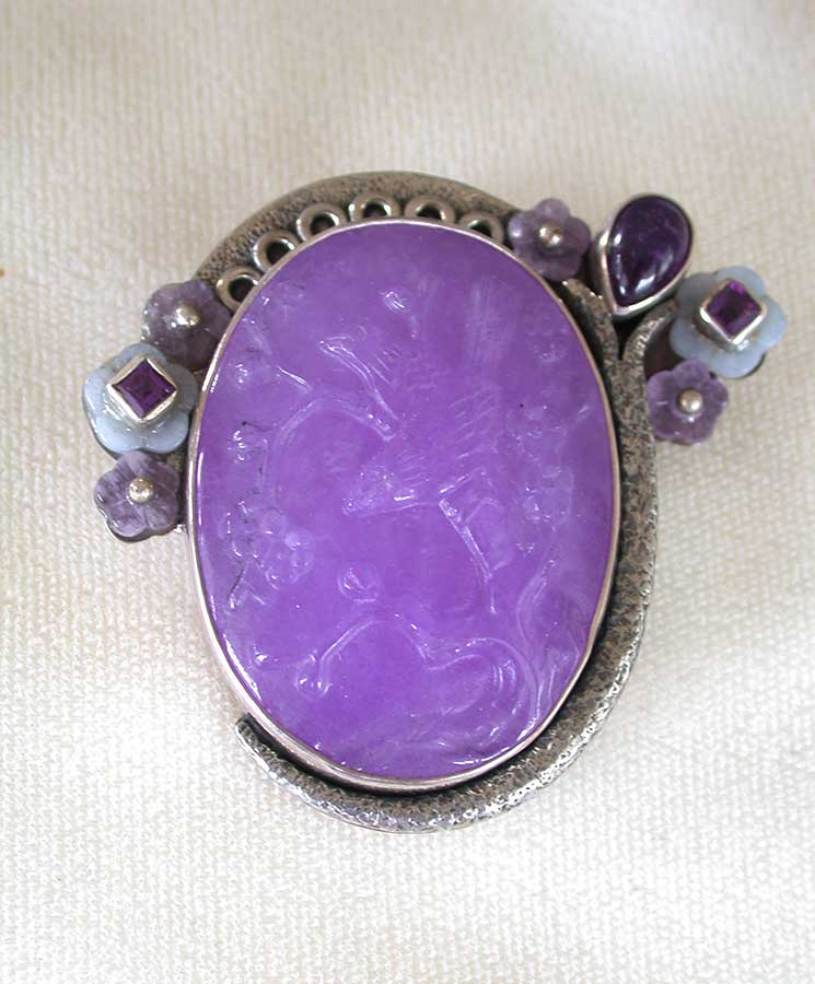 Amy Kahn Russell Online Trunk Show: Hand Carved Agate & Amethyst Pin/Pendant | Rendezvous Gallery