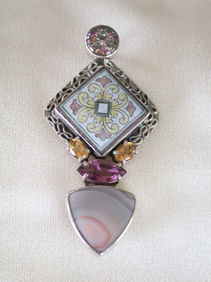 Amy Kahn Russell Online Trunk Show: Decorative Tile, Citrine, Amethyst & Agate  Pin/Pendant | Rendezvous Gallery