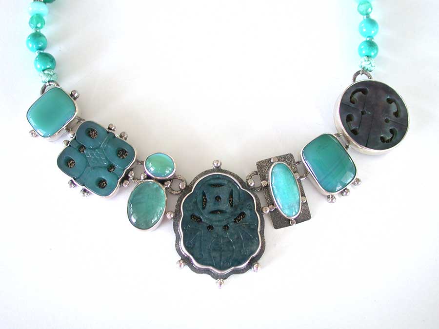 Amy Kahn Russell Online Trunk Show: Carved Agate, Jade, Moonstone & Amazonite Necklace | Rendezvous Gallery