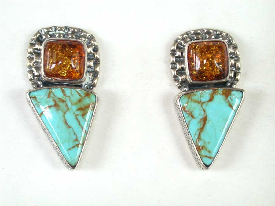 Amy Kahn Russell Online Trunk Show: Amber & Turquoise Post Earrings | Rendezvous Gallery