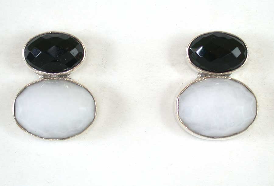 Amy Kahn Russell Online Trunk Show: Black Onyx & White Calcite Post Earrings | Rendezvous Gallery