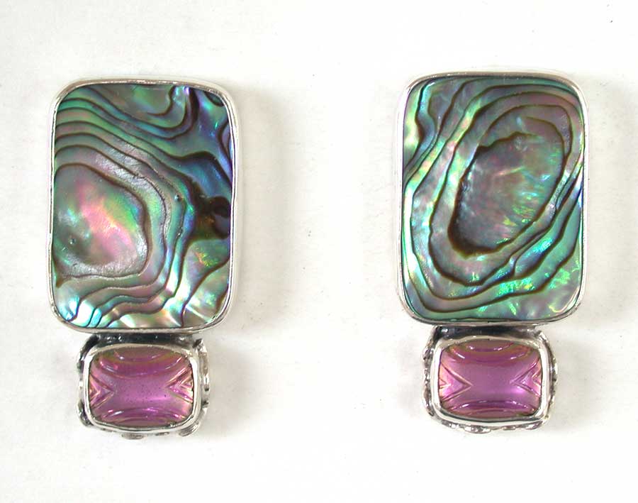 Amy Kahn Russell Online Trunk Show: Abalone & Quartz Clip Earrings | Rendezvous Gallery