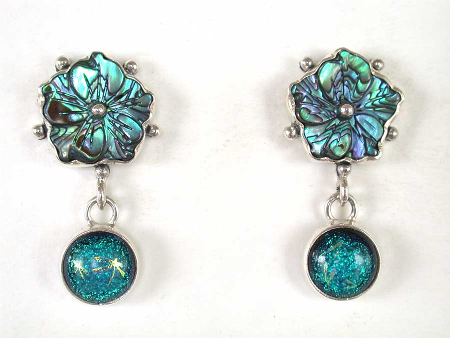 Amy Kahn Russell Online Trunk Show: Abalone & Dichroic Glass Post Earrings | Rendezvous Gallery