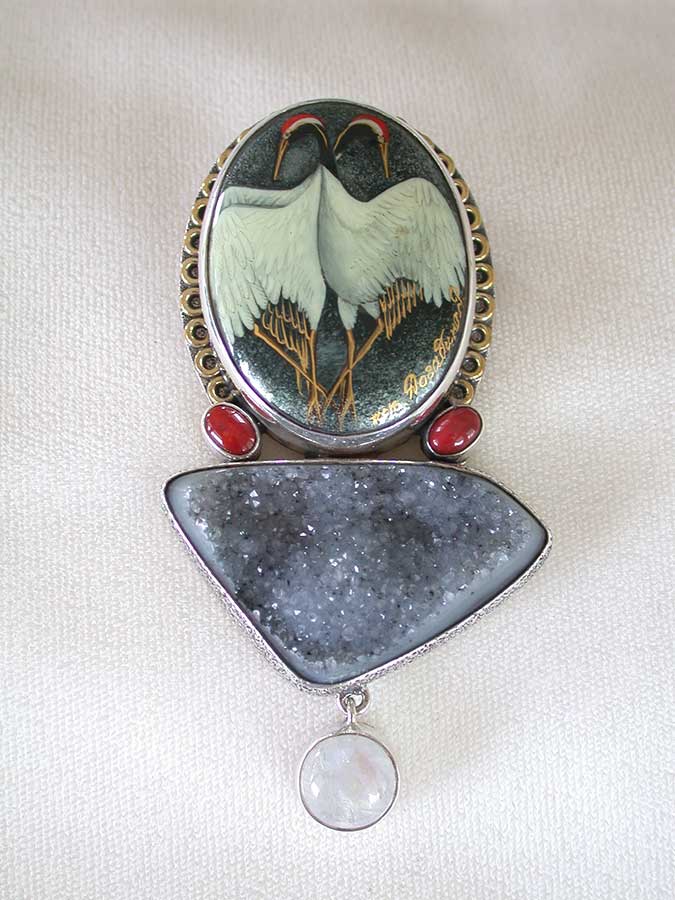 Amy Kahn Russell Online Trunk Show: Hand Painted Miniature, Coral, Drusy & Moonstone Pin/Pendant | Rendezvous Gallery