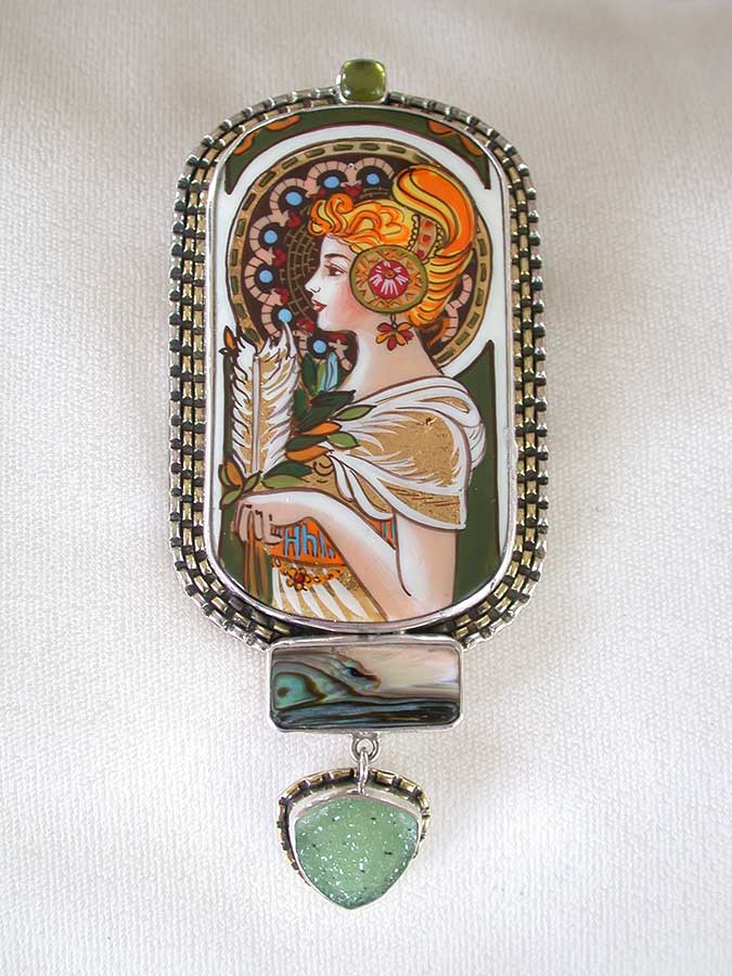 Amy Kahn Russell Online Trunk Show: Hand Painted Miniature, Abalone & Drusy Pin/Pendant | Rendezvous Gallery