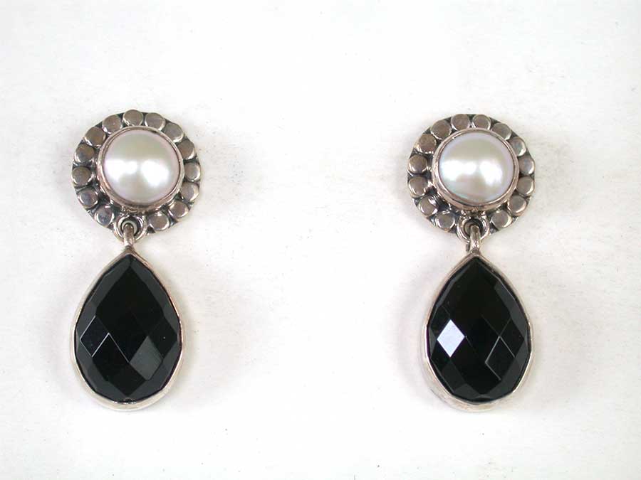 Amy Kahn Russell Online Trunk Show: Freshwater Pearl & Black Onyx Post Earrings | Rendezvous Gallery