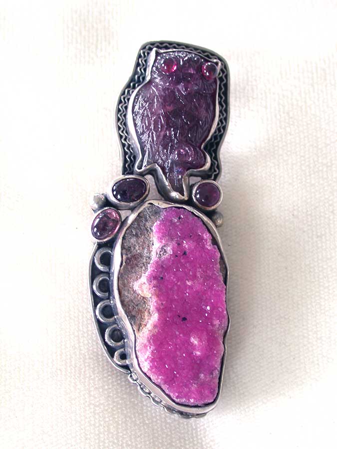 Amy Kahn Russell Online Trunk Show: Tourmaline and Brazilian Agate Drusy Pin/Pendant | Rendezvous Gallery