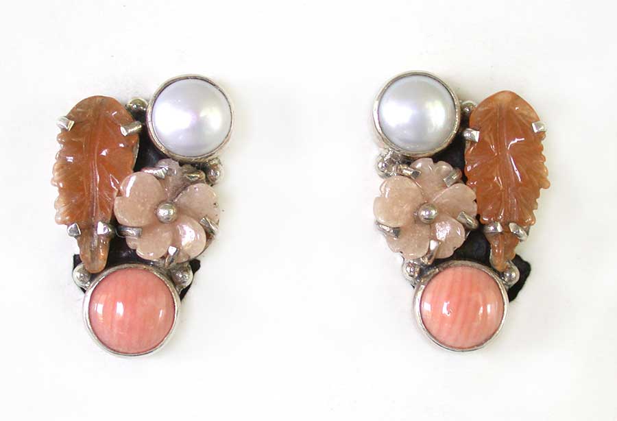 Amy Kahn Russell Online Trunk Show: Pearl, Carnelian, Agate and Coral Clip Earrings | Rendezvous Gallery