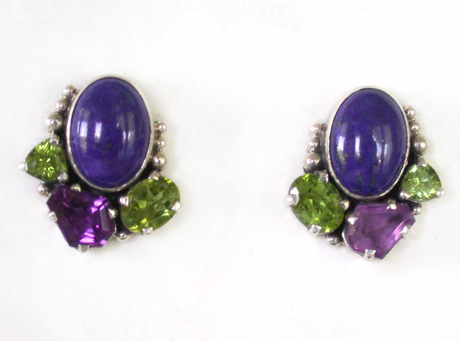 Amy Kahn Russell Online Trunk Show: Lapis Lazuli, Peridot and Amethyst Post Earrings | Rendezvous Gallery