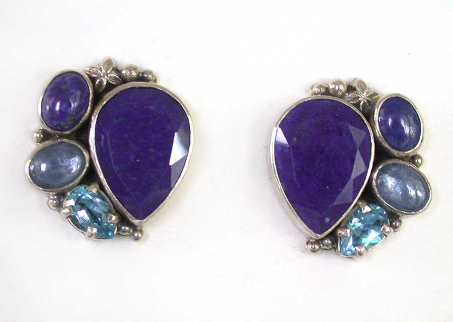 Amy Kahn Russell Online Trunk Show: Lapis Lazuli, Kyanite and Blue Topaz Clip Earrings | Rendezvous Gallery