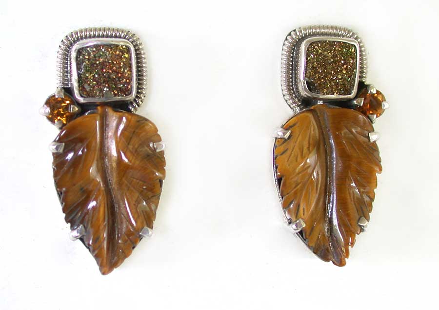 Amy Kahn Russell Online Trunk Show: Drusy, Citrine and Tiger Eye Clip Earrings | Rendezvous Gallery