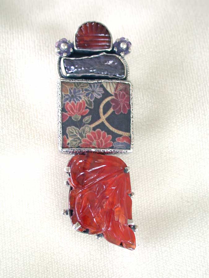 Amy Kahn Russell Online Trunk Show: Carnelian, Pearl and Hand Painted Miniature Pin/Pendant | Rendezvous Gallery