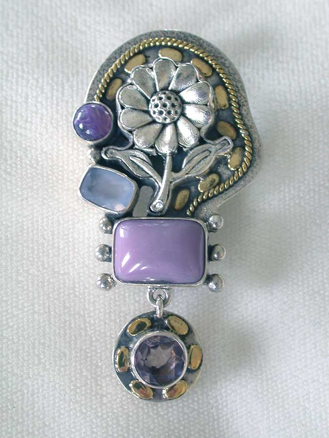 Amy Kahn Russell Online Trunk Show: Amethyst, Chalcedony & Phosphosiderite Pin/Pendant | Rendezvous Gallery