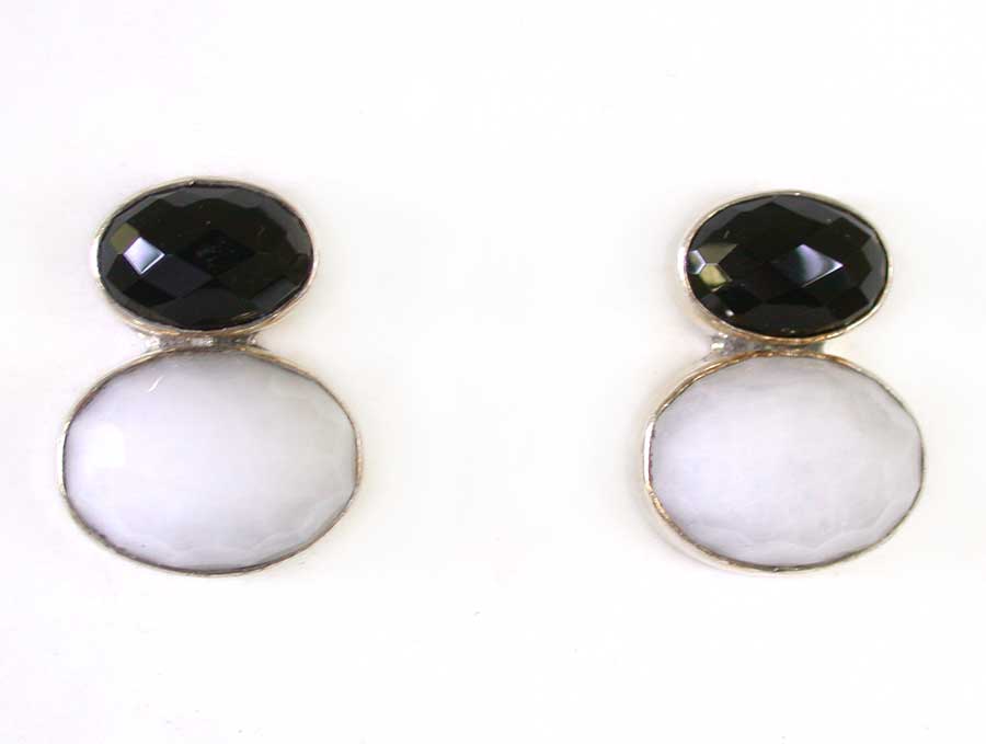 Amy Kahn Russell Online Trunk Show: Black Onyx and White Calcite Post Earrings | Rendezvous Gallery