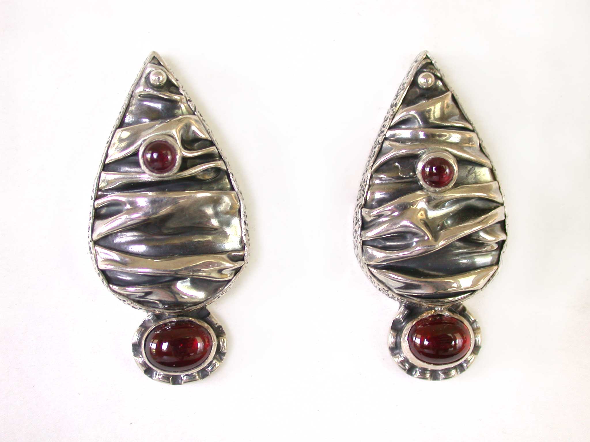 Amy Kahn Russell Online Trunk Show: Sterling Silver and Garnet Clip Earrings | Rendezvous Gallery