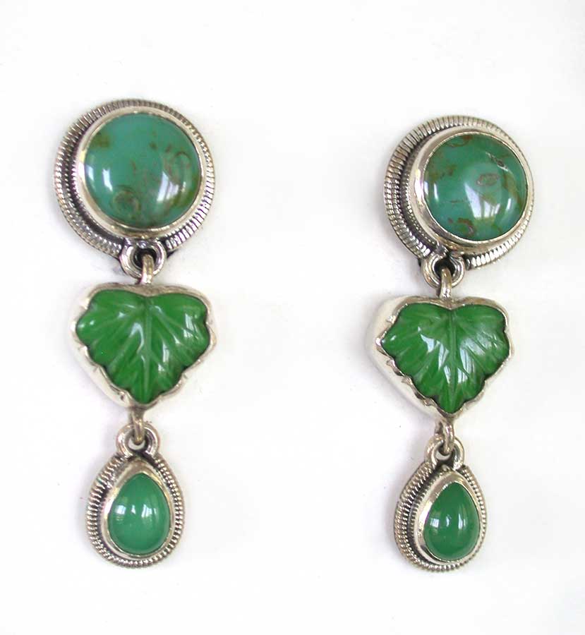 Amy Kahn Russell Online Trunk Show: Chrysoprase and Carved Glass Clip Earrings | Rendezvous Gallery