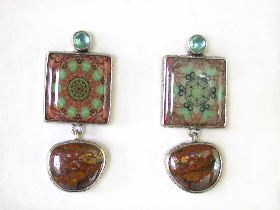 Amy Kahn Russell Online Trunk Show: Apatite, Tile and Boulder Opal Post Earrings | Rendezvous Gallery