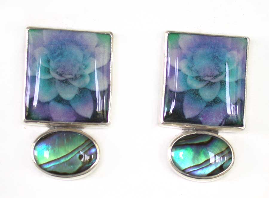 Amy Kahn Russell Online Trunk Show: Hand Made Tile and Abalone Clip Earrings | Rendezvous Gallery