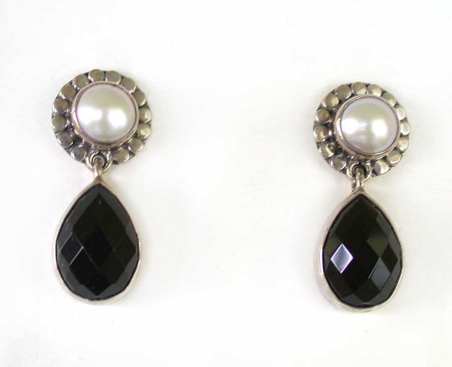 Amy Kahn Russell Online Trunk Show: Freshwater Pearl and Black Onyx Post Earrings | Rendezvous Gallery