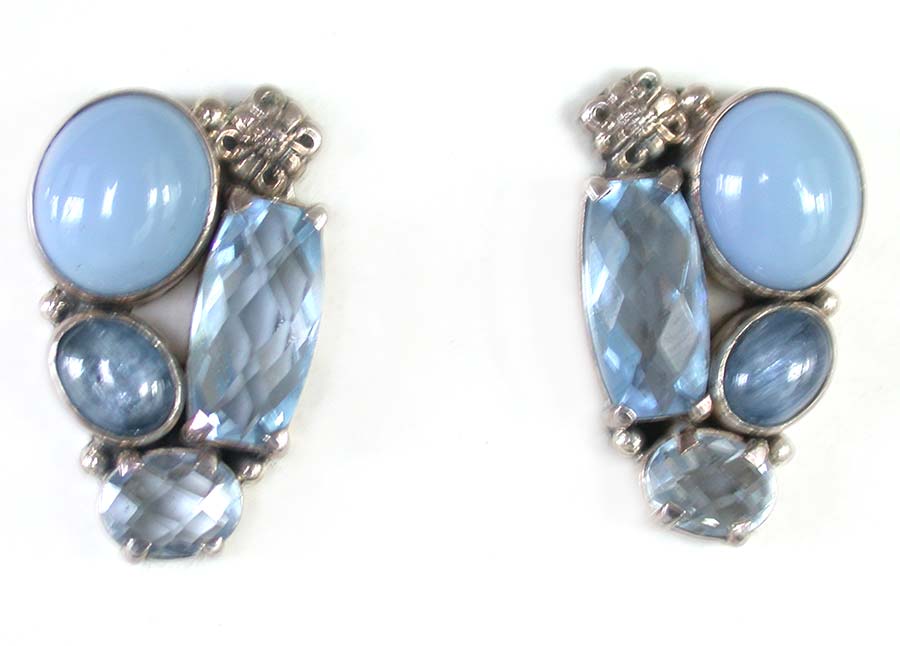 Amy Kahn Russell Online Trunk Show: Peruvian Opal, kyanite and Blue Topaz Post Earrings | Rendezvous Gallery