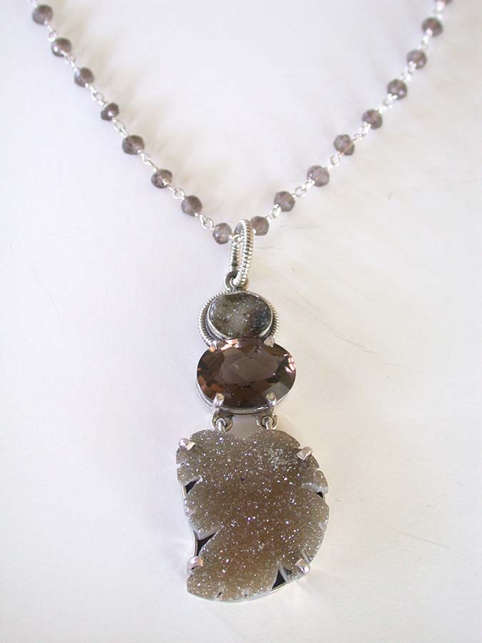 Amy Kahn Russell Online Trunk Show: Brazilian Agate Drusy and Cognac Topaz Necklace | Rendezvous Gallery