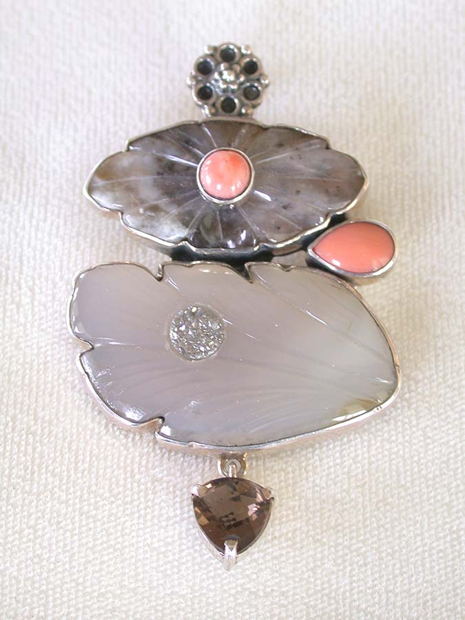 Amy Kahn Russell Online Trunk Show: Dendritic Agate, Sea Coral and Quartz Pin/Pendant | Rendezvous Gallery