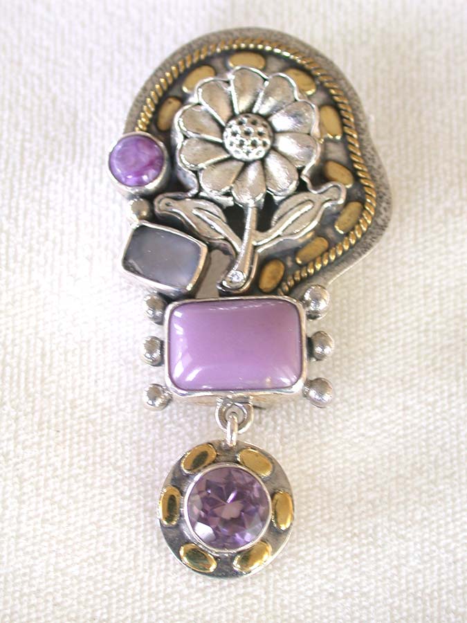Amy Kahn Russell Online Trunk Show: Amethyst, Charoite, Phosphosiderite Pin/Pendant | Rendezvous Gallery
