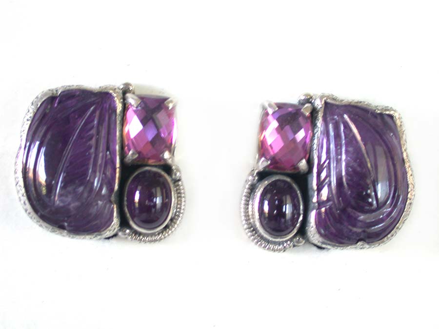 Amy Kahn Russell Online Trunk Show: Amethyst and Quartz Clip Earrings | Rendezvous Gallery